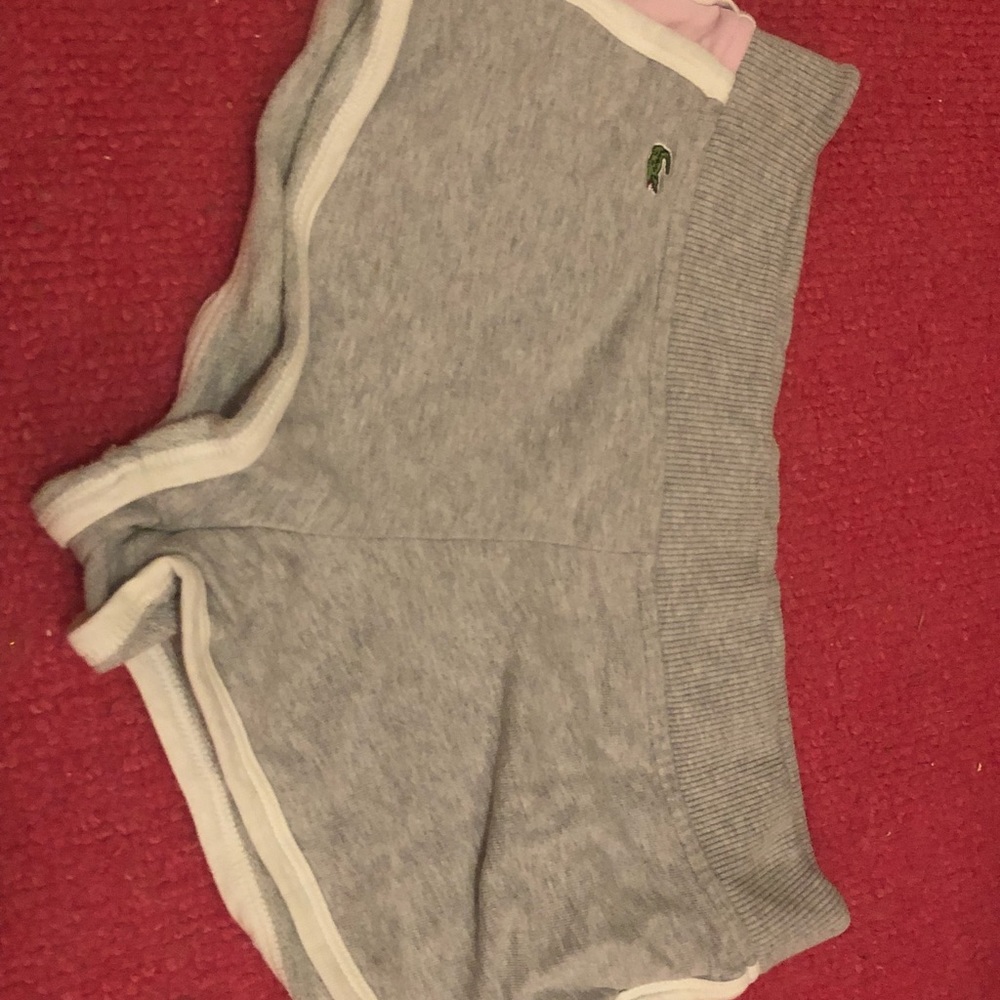 Lacoste track shorts (38) with pink/white stripes